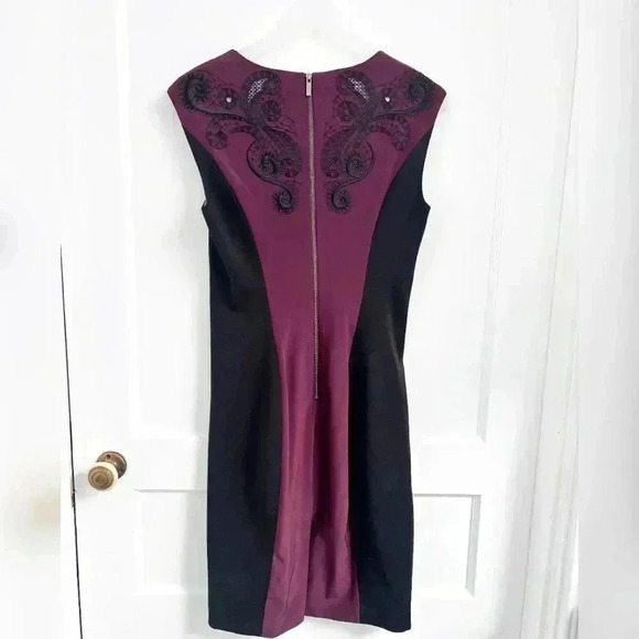 Karen Millen Black Maroon Signature Embroidered Cocktail Dress NEW - Picture 7 of 7